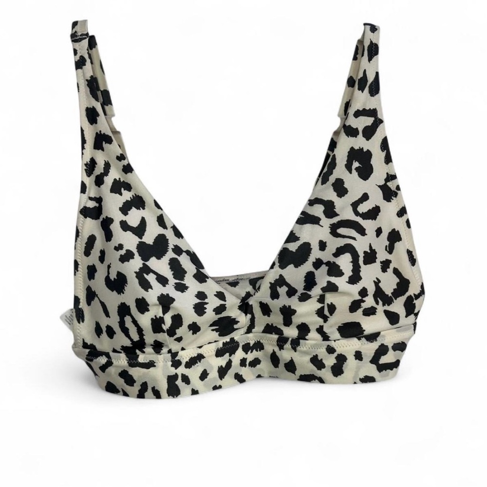 Aerie Leopard Print Bikini Top Cream & Black Women’s Size Small Swim Top